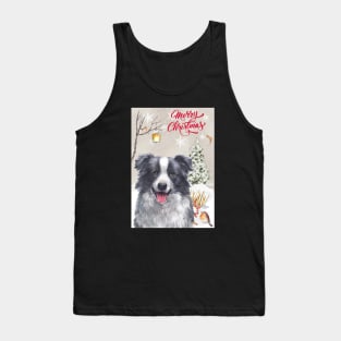 Border Collie Merry Christmas Santa Dog Tank Top